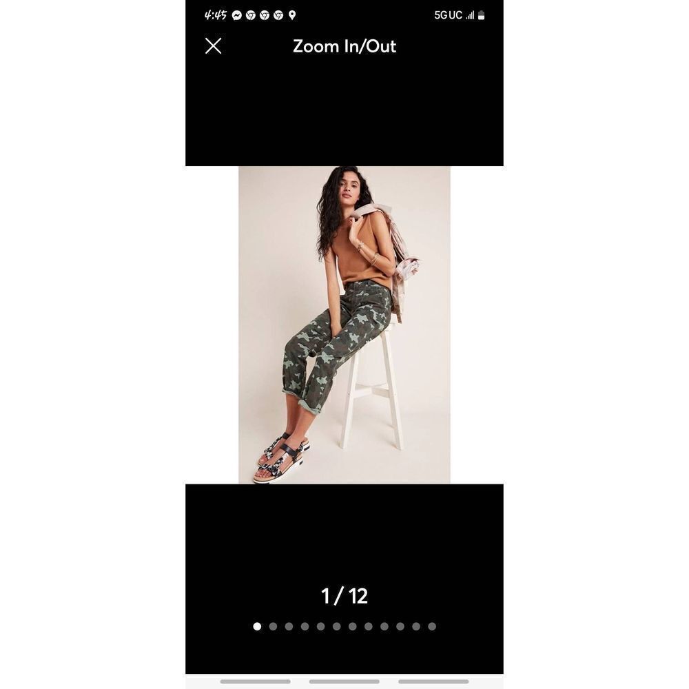 Anthropologie Green Camouflage Cropped Pants